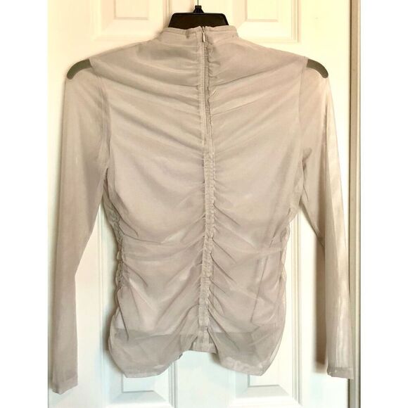 DKNY - NWT - 🎉HP🎉 L Sz XS BodyCon Ruched All-Over-Mesh Long Sleeve Funnel Neck - Picture 13 of 13